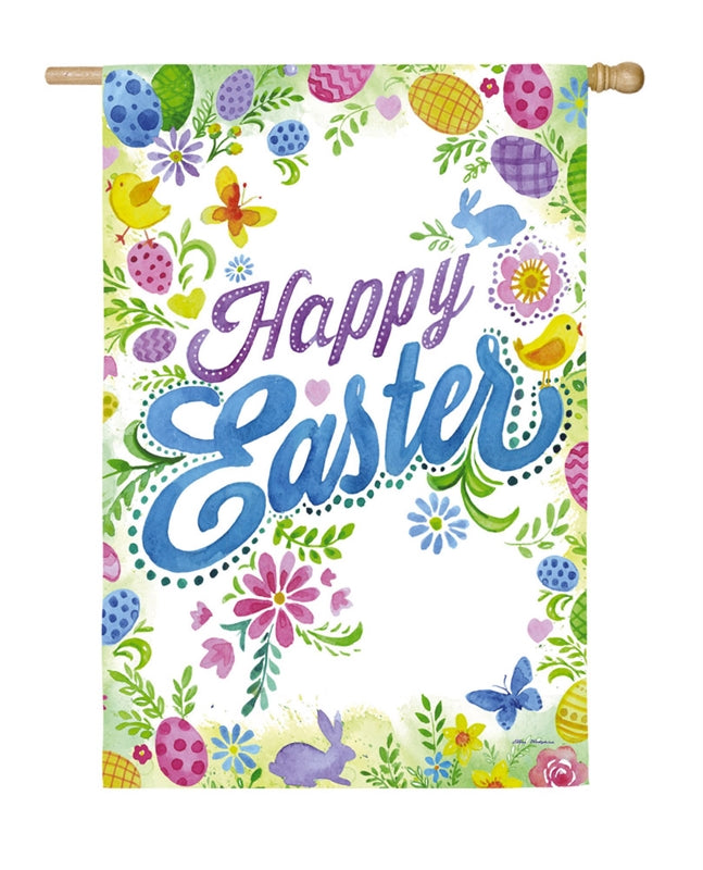 Happy Easter Printed Suede House Flag; Polyester