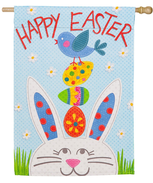 Happy Easter Bunny Printed Suede House Flag; Polyester