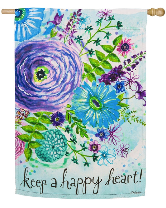 Water Color Floral Printed Suede House Flag; Polyester