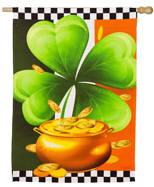 Irish Shamrock Printed Suede House Flag; Polyester
