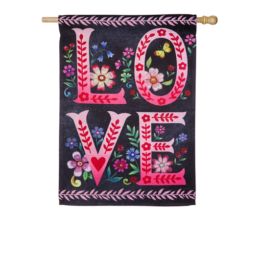 Wildflower Love Chalkboard Printed Suede House Flag; Polyester