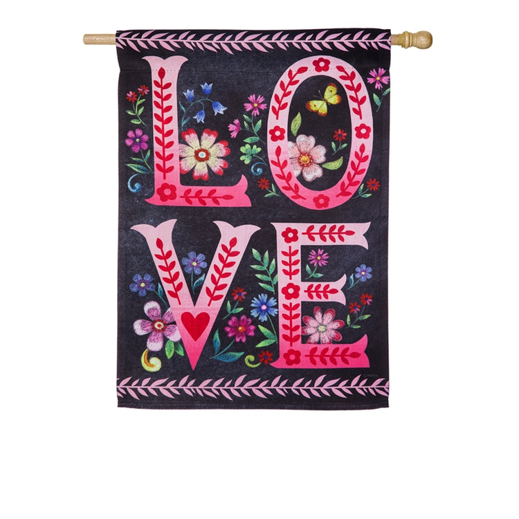Wildflower Love Chalkboard Printed Suede Seasonal House Flag; Polyester