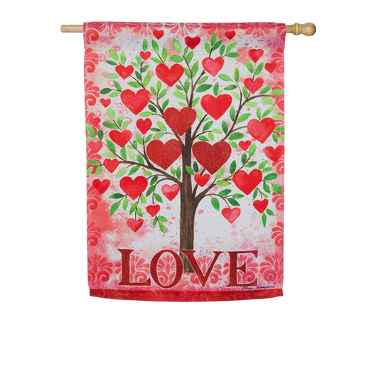 Tree of Love Printed Suede House Flag; Polyester