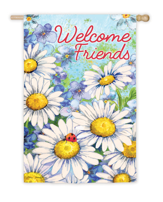 Daisy Welcome Printed Suede House Flag; Polyester