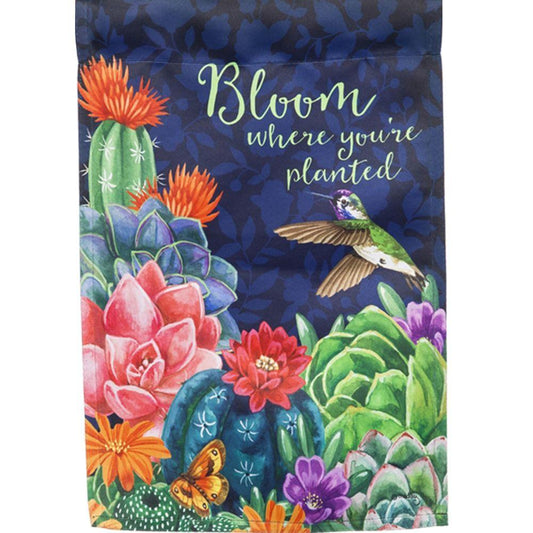 Bloom Where You're Planted Printed Suede Seasonal House Flag; Polyester