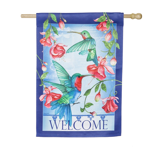 Hummingbirds Printed Suede House Flag; Polyester