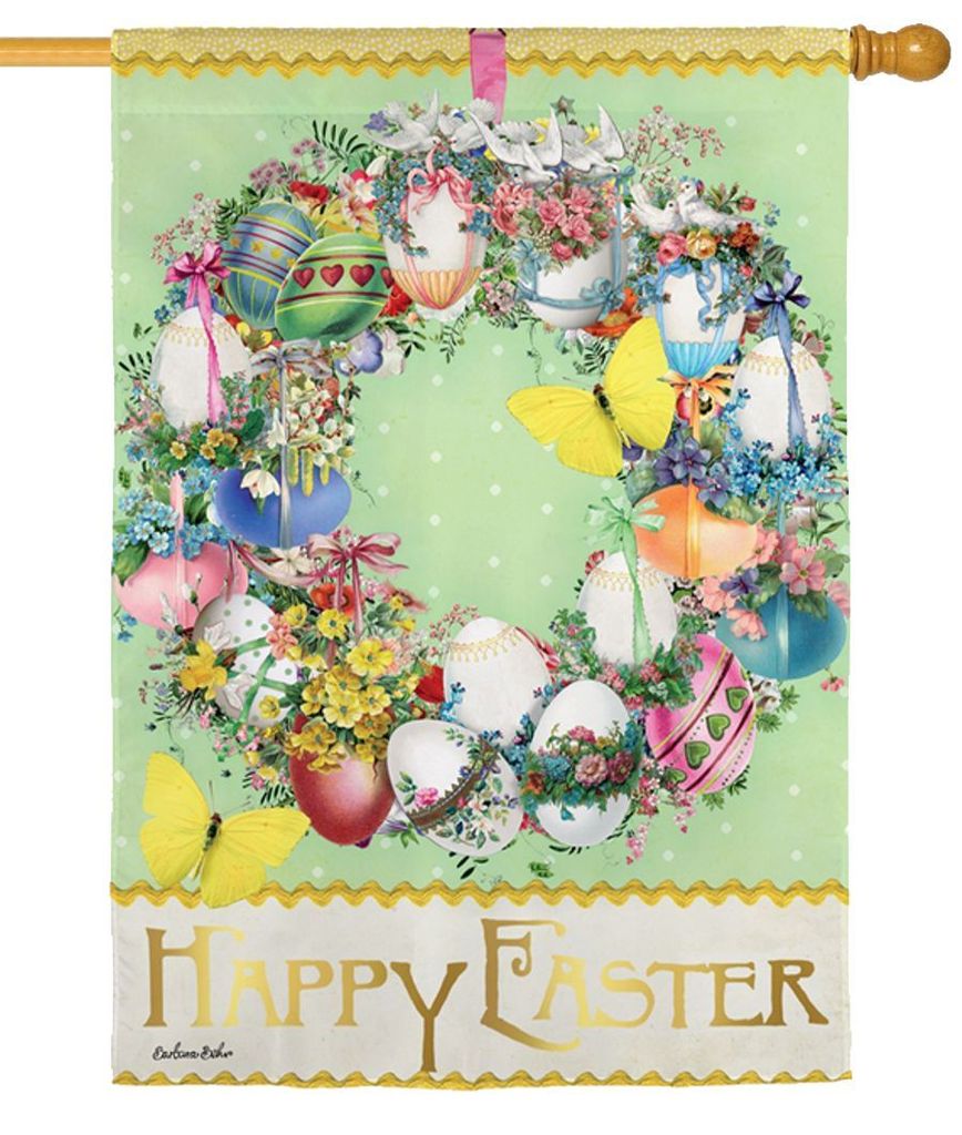Easter Wreath Printed Suede House Flag; Polyester
