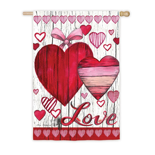 Love Hearts Printed Suede House Flag