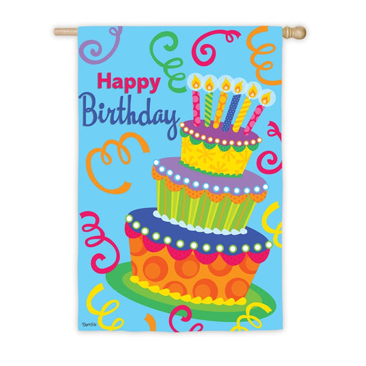 Happy Birthday Printed Suede House Flag; Polyester