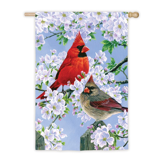 Glorious Morning Cardinals Printed Suede House Flag; Polyester