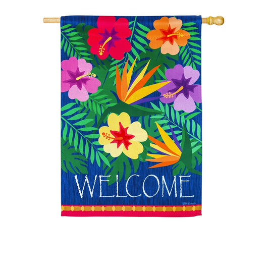Tropical Welcome House Flag