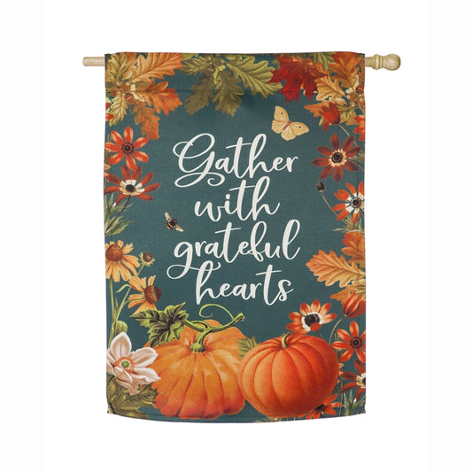 Fall Garden Gather Printed Suede House Flag; Polyester