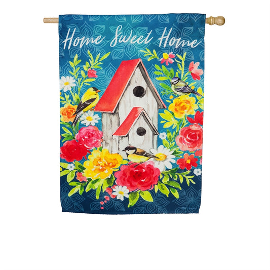 Home Sweet Home Birdhouse Printed Suede House Flag; Polyester