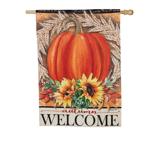 Festive Autumn Printed Suede House Flag; Polyester