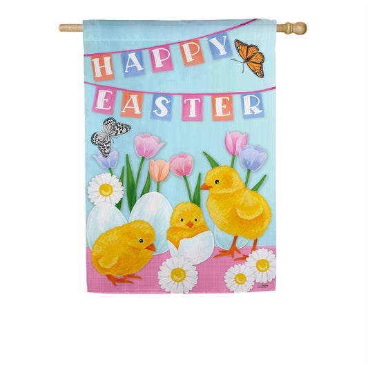 Hatched House Printed Suede House Flag; Polyester 29"x43"