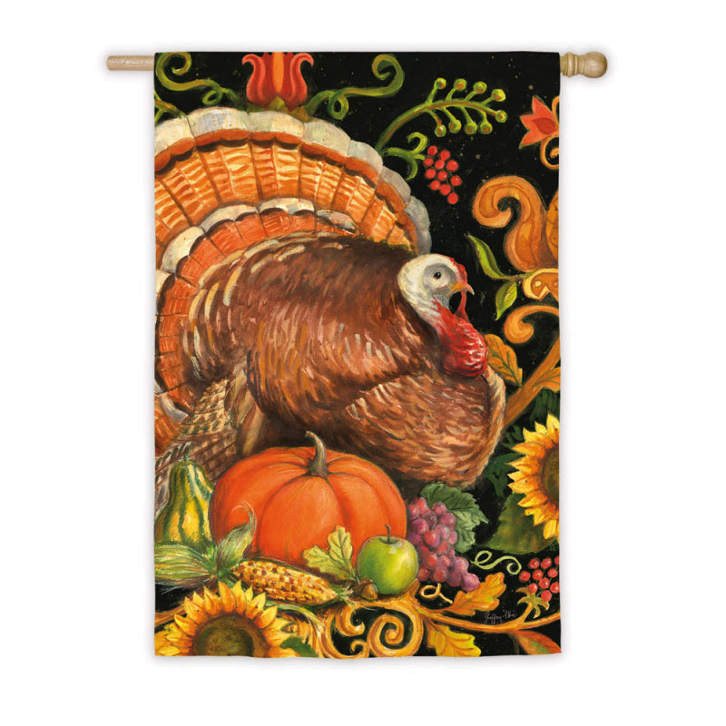 Folk Turkey Printed Suede House Flag; Polyester