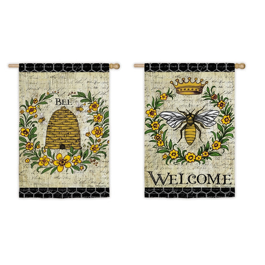 Queen Bee Printed Suede House Flag; Polyester