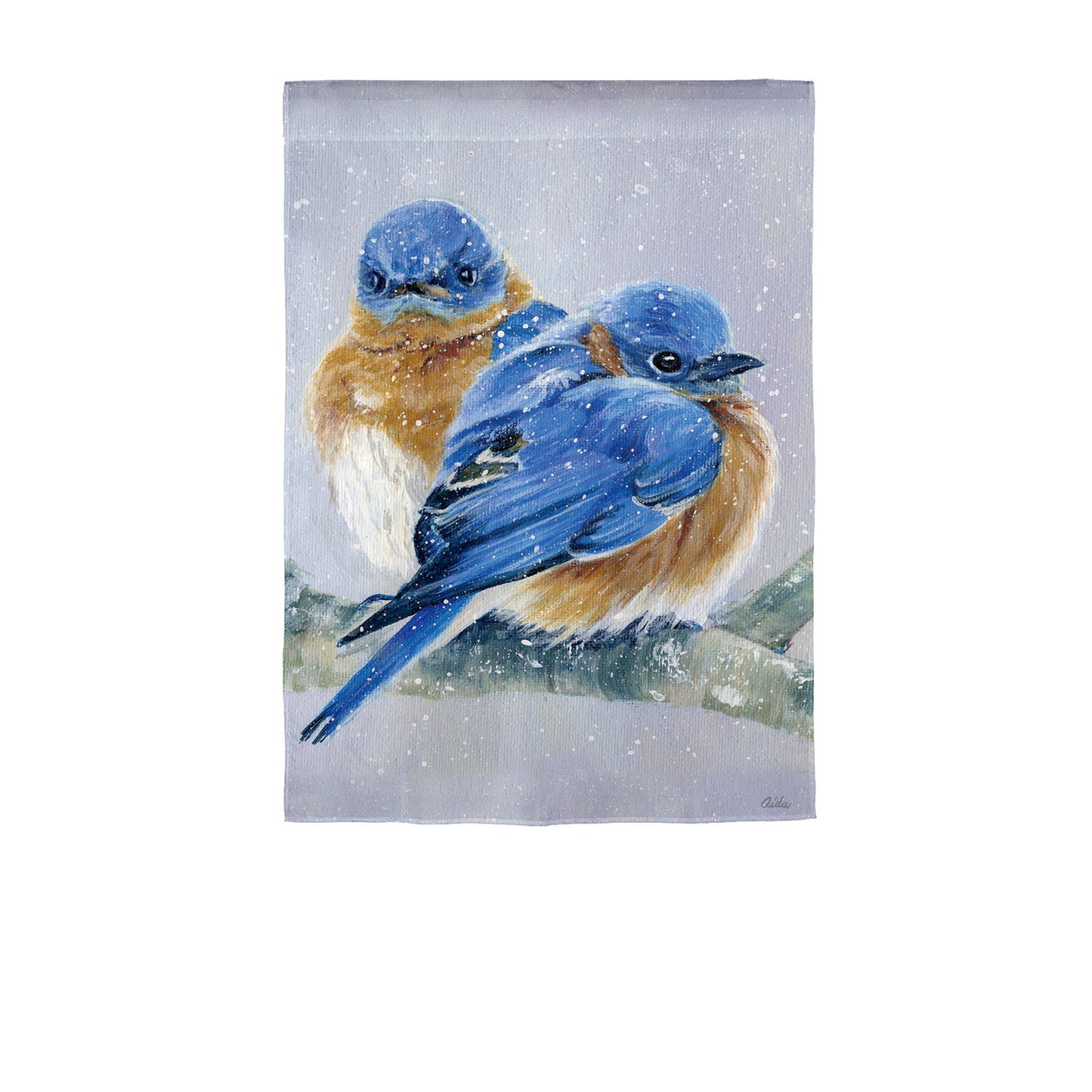 Winter Bluebird Couple Garden Flag