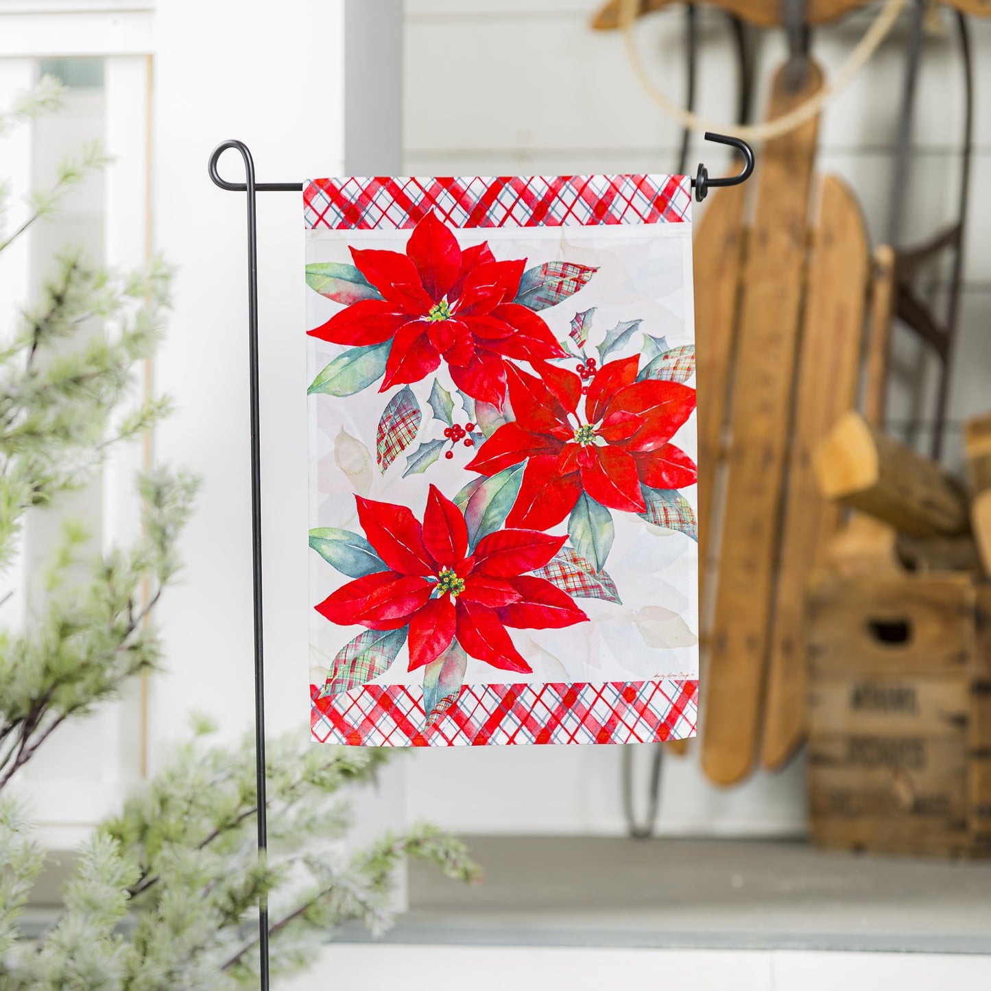 Holiday Poinsettia Garden Flag