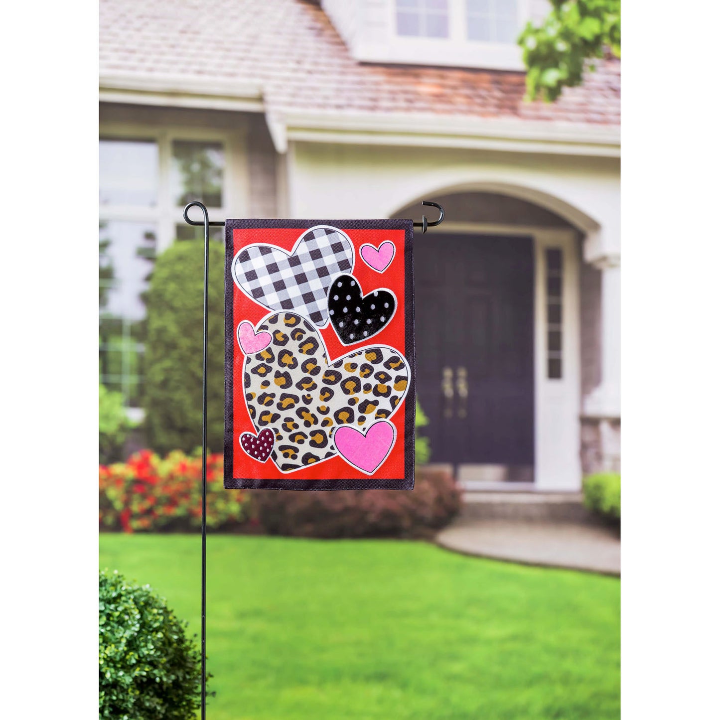 Patterned Hearts Garden Flag
