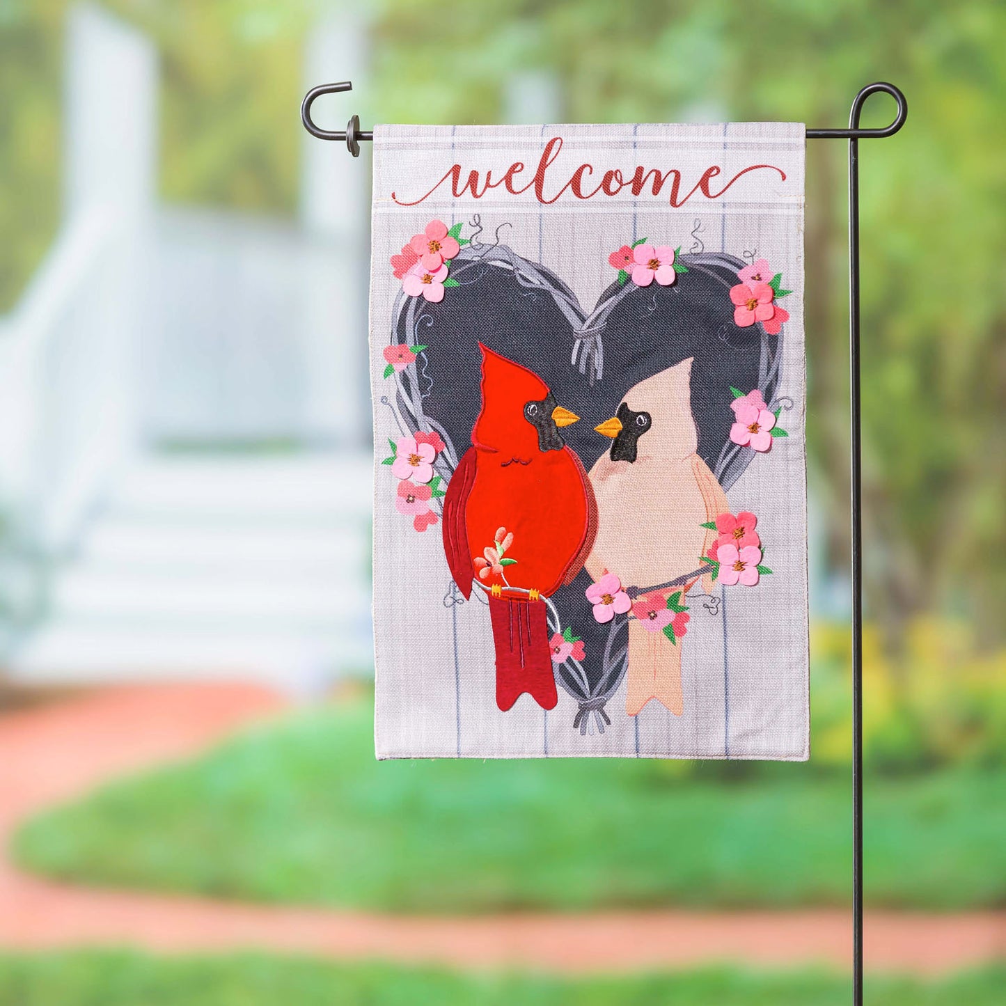 Cardinal Couple Printed Burlap Garden Flag; Polyester 12.5"x18"