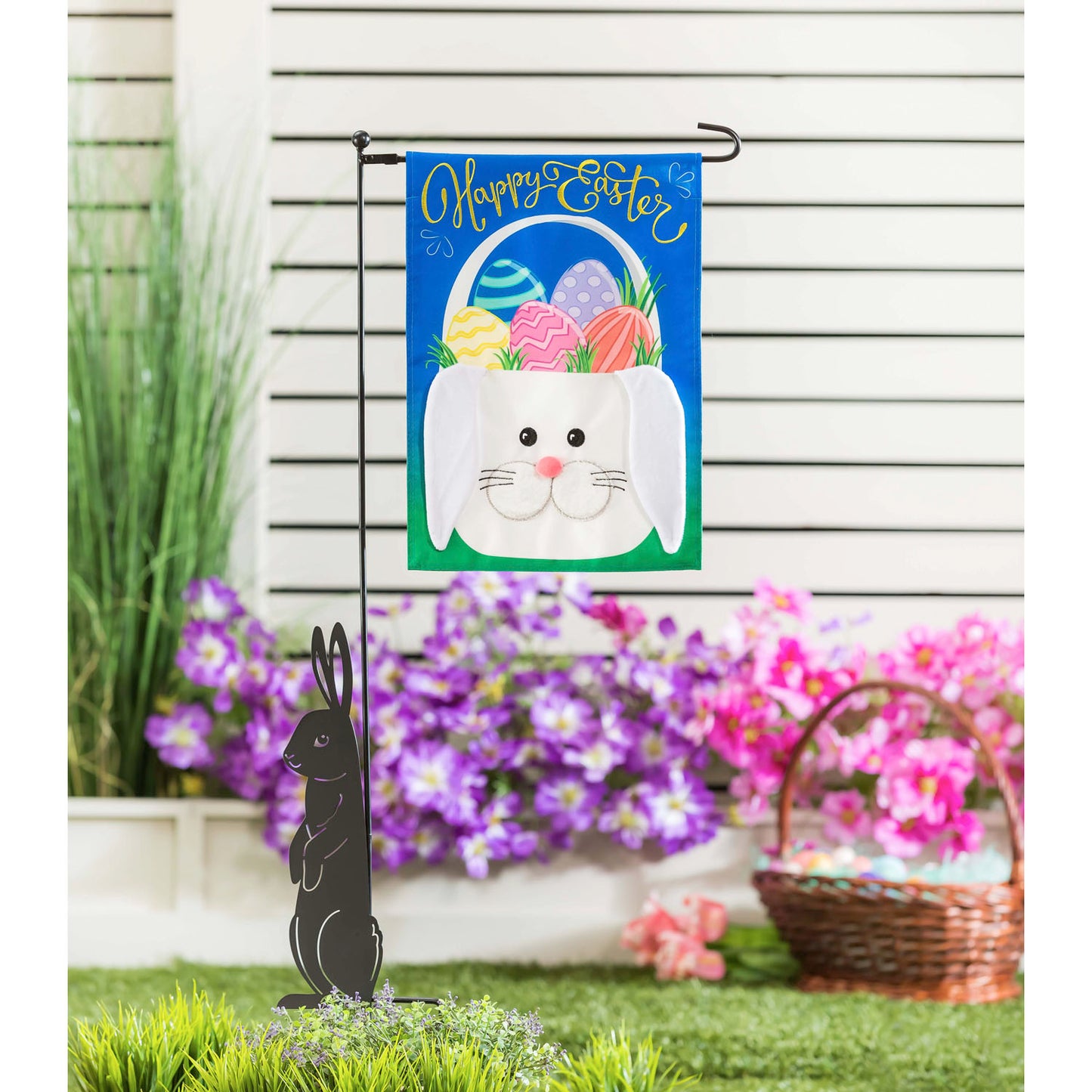 Easter Bunny Basket Garden Flag
