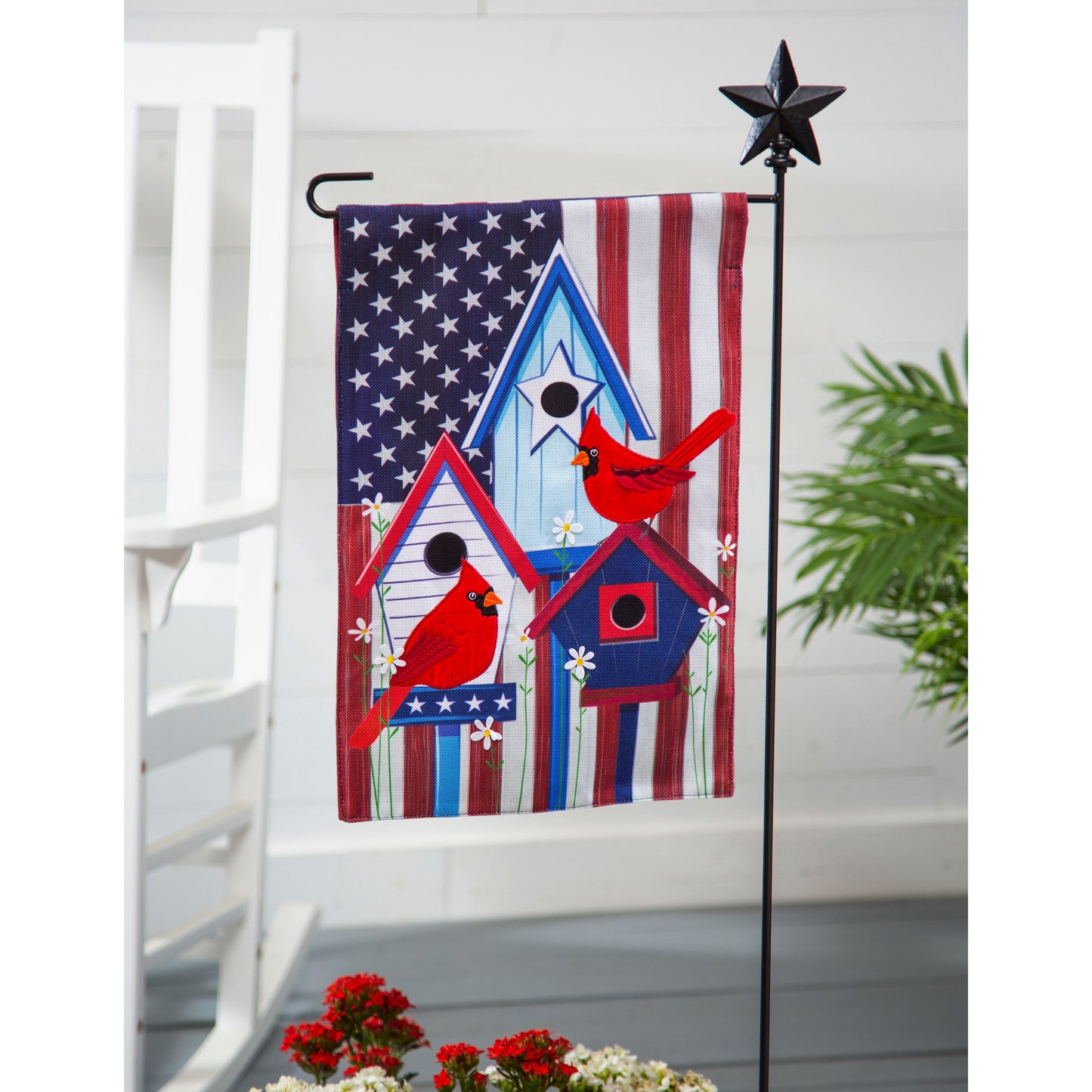 Patriotic Birdhouses Garden Flag