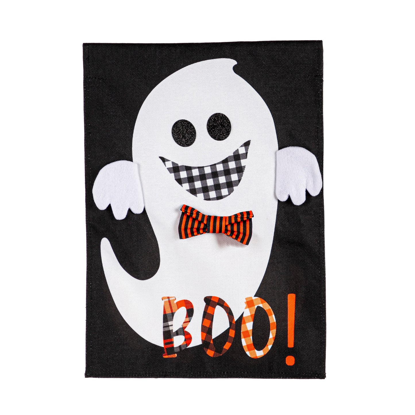 Girl & Boy Halloween Ghost Burlap Garden Flag; Polyester 12.5"x18"