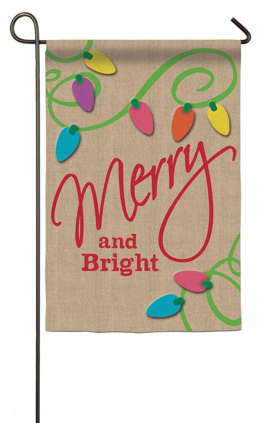 Merry & Bright Printed Garden Flag; Polyester Burlap