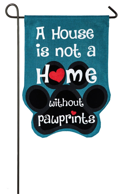 Paw Prints Printed Garden Flag; Polyester-Burlap