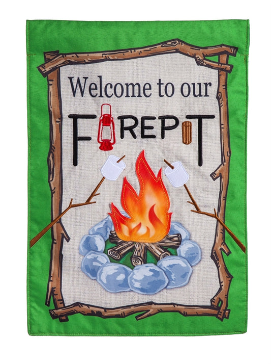 Welcome to our Firepit Garden Flag