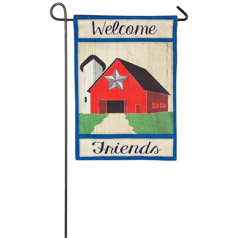 Country Patriotic Scene Printed Burlap Garden Flag; Polyester