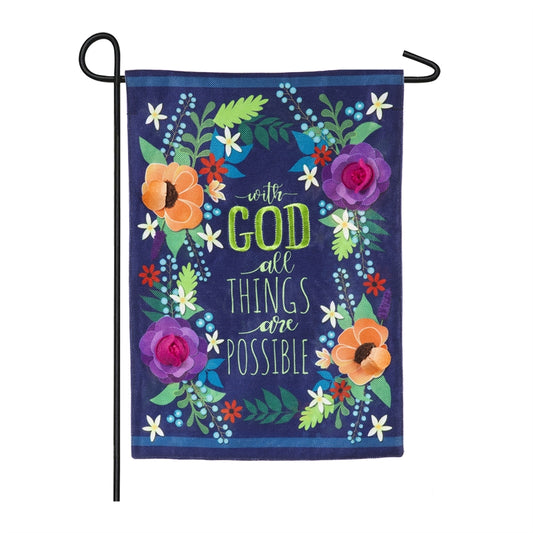 With God All Things Are Possible Garden Flag