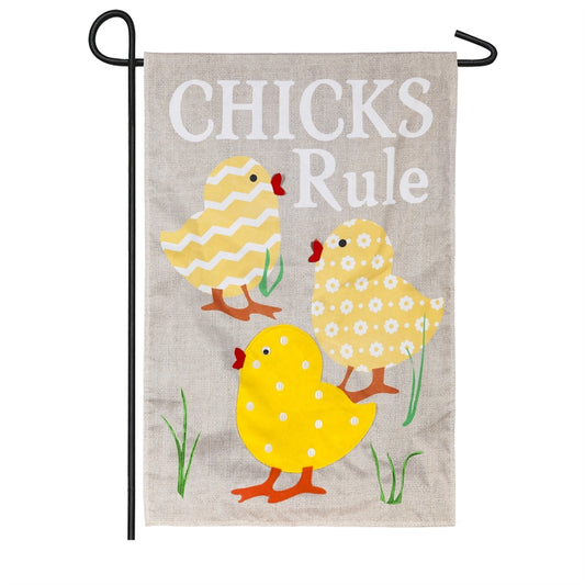 Chicks Rule Garden Flag