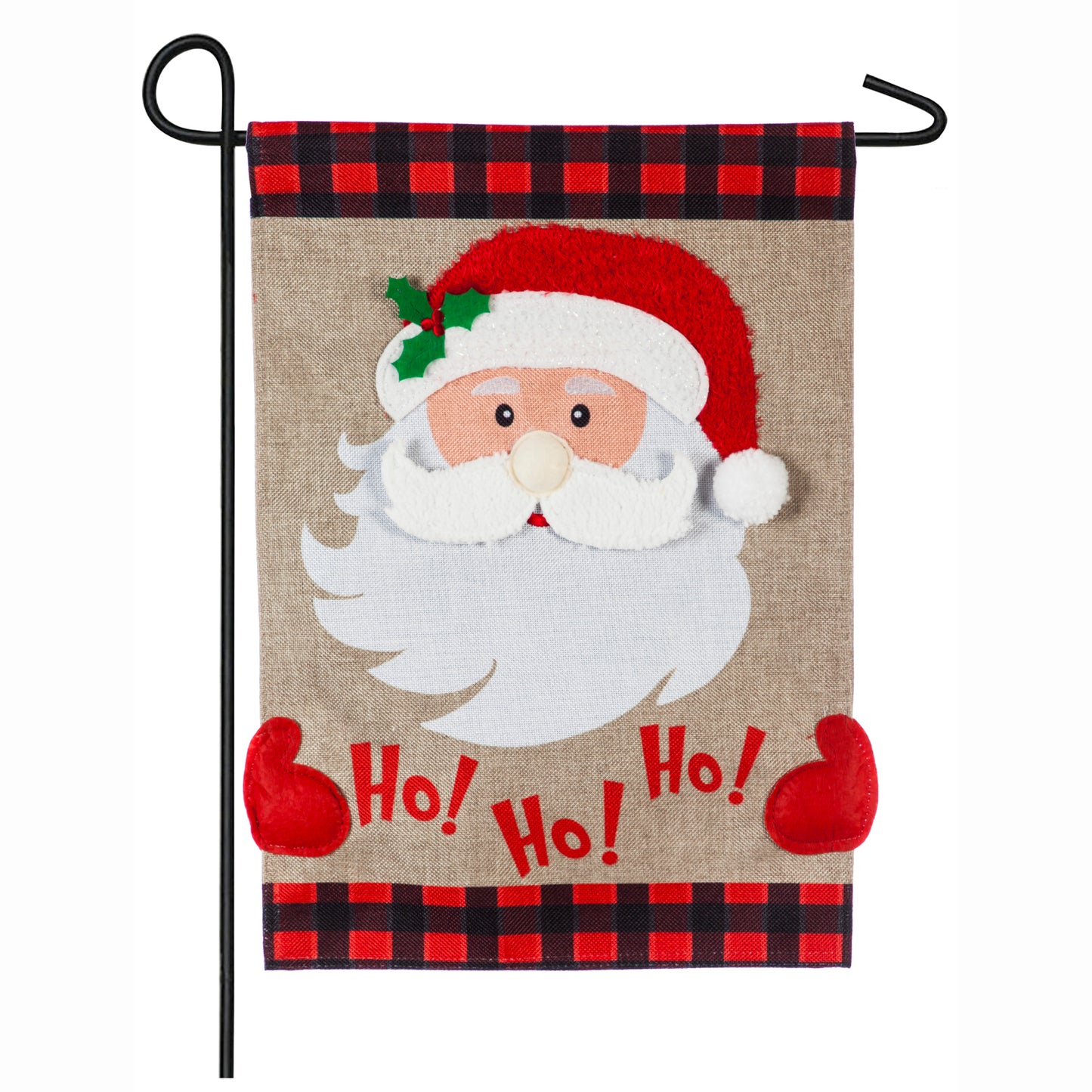 Ho Ho Ho Santa Burlap Garden Flag