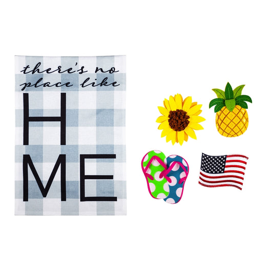 No Place Like Home Interchangeable Garden Flag; Polyester Burlap 12.5"x18"