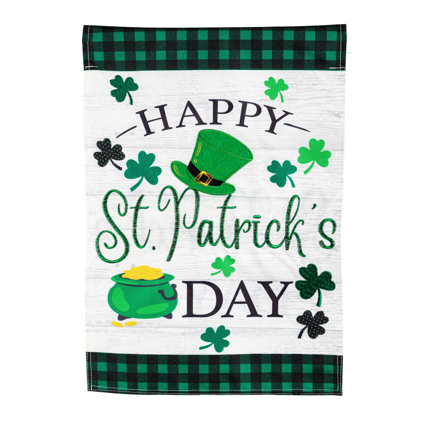 St. Patrick's Pot of Gold Garden Flag; Linen Textured Polyester 12.5"x18"