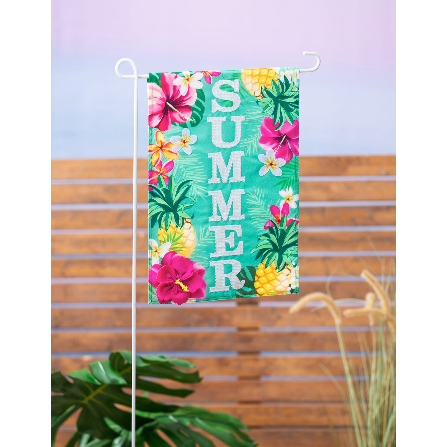 Stacked Tropical Summer Garden Flag