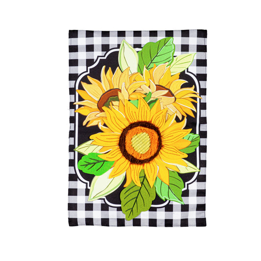 Sunflowers and Checks Garden Flag