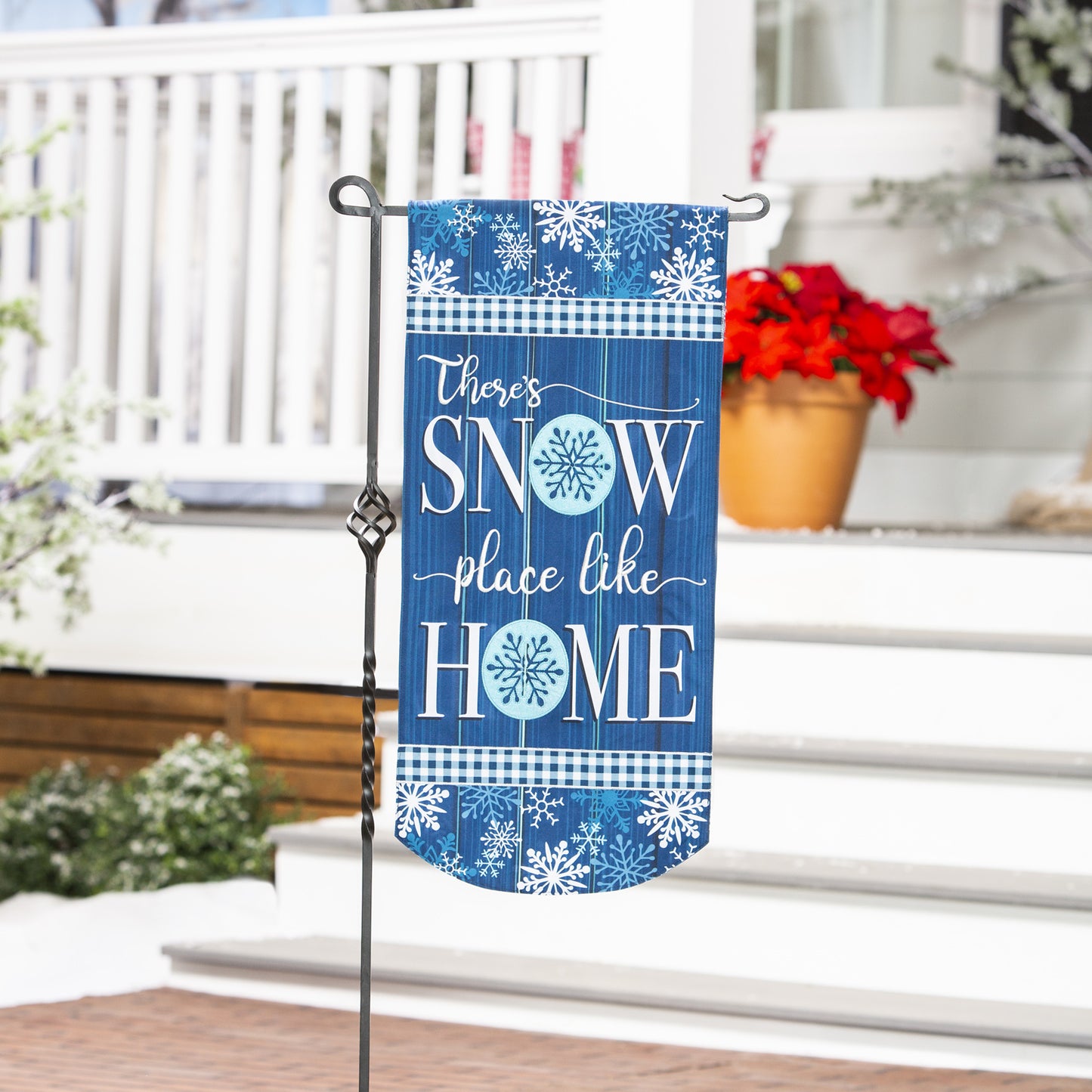 Snow Place Like Home Printed Everlasting Impressions Garden Flag; Polyester-Linen Blend 12.5"x28"