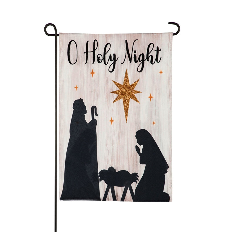 Nativity Silhouette Garden Flag; Linen Textured Polyester