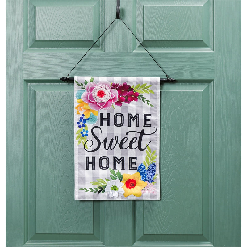 Home Sweet Home Plaid Floral Garden Flag