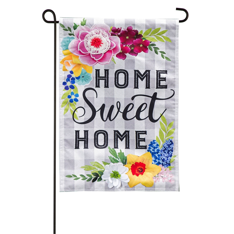 Home Sweet Home Plaid Floral Garden Flag