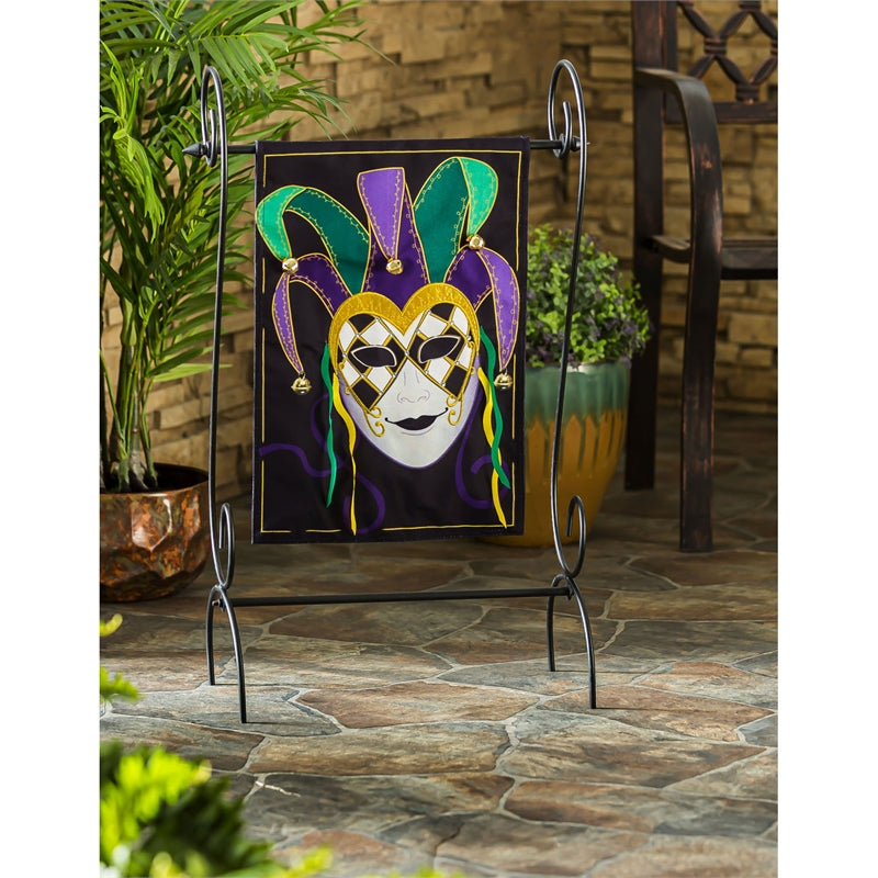 Mardi Gras Jester Mask Garden Flag