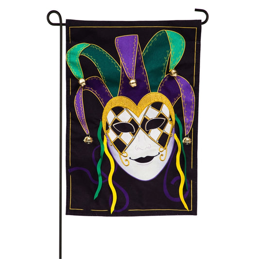 Mardi Gras Jester Mask Garden Flag