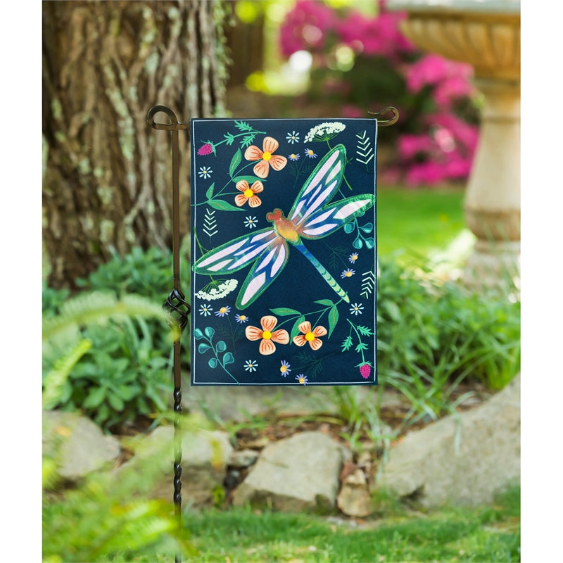 Floral Dragonfly Garden Flag