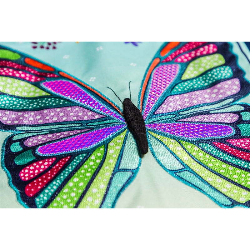 Butterfly Floral Printed Everlasting Impressions Garden Flag; Polyester-Linen Blend 12.5"x28"