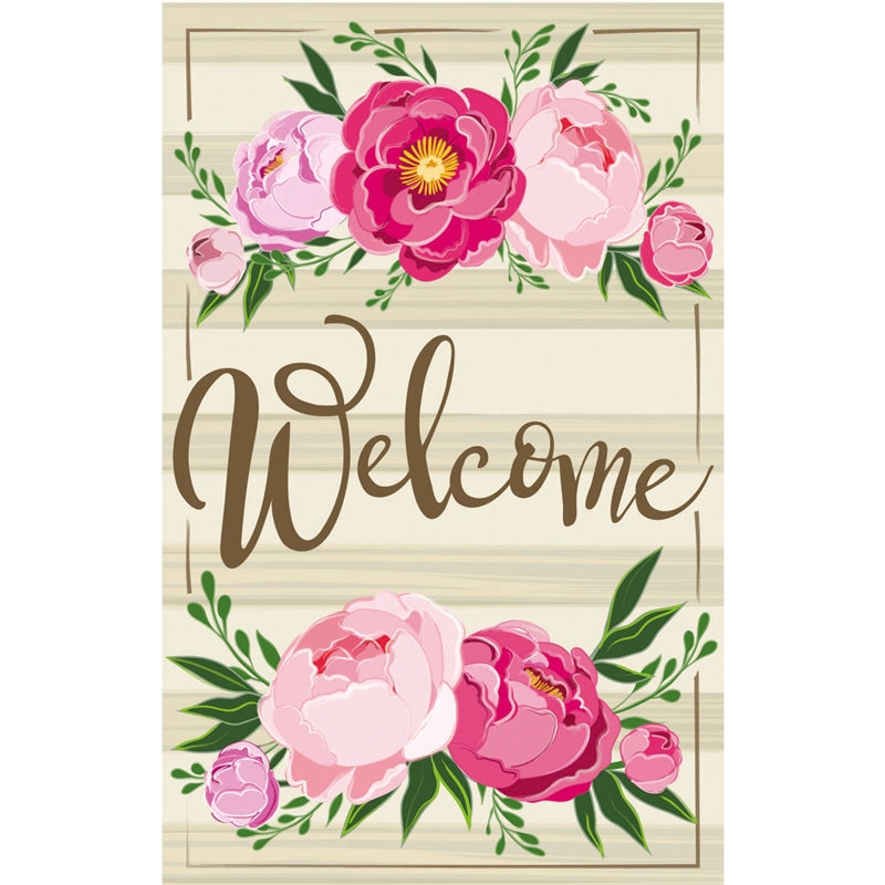 Peony Welcome Garden Flag