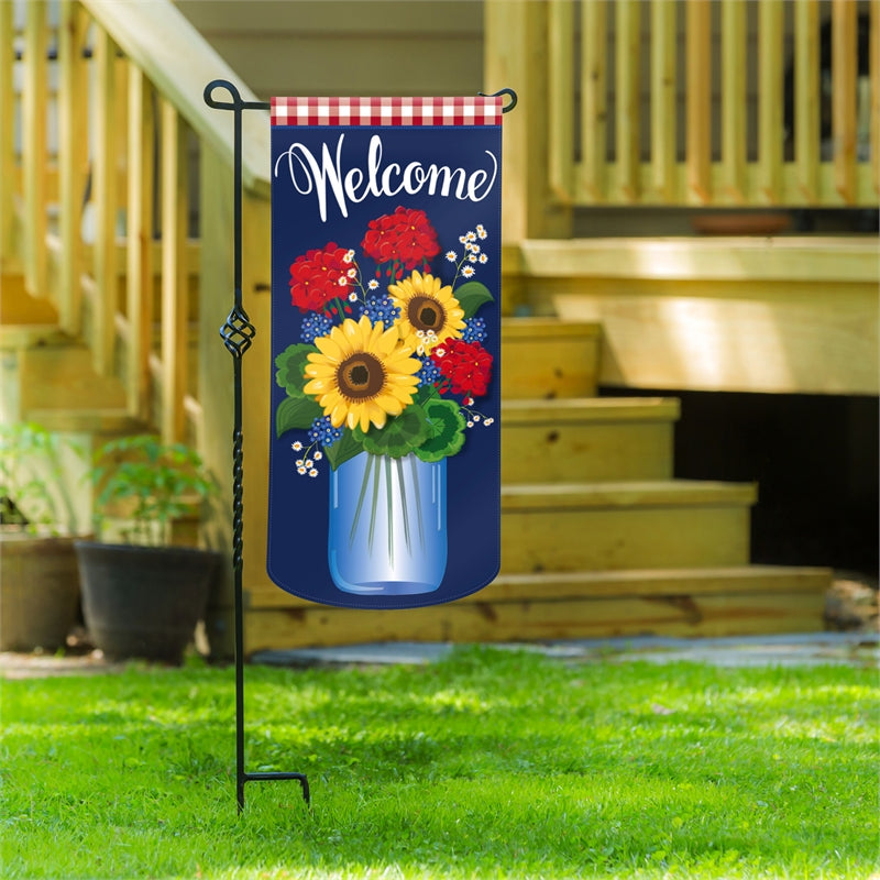 Patriotic Mason Jar Everlasting Impressions Garden Flag