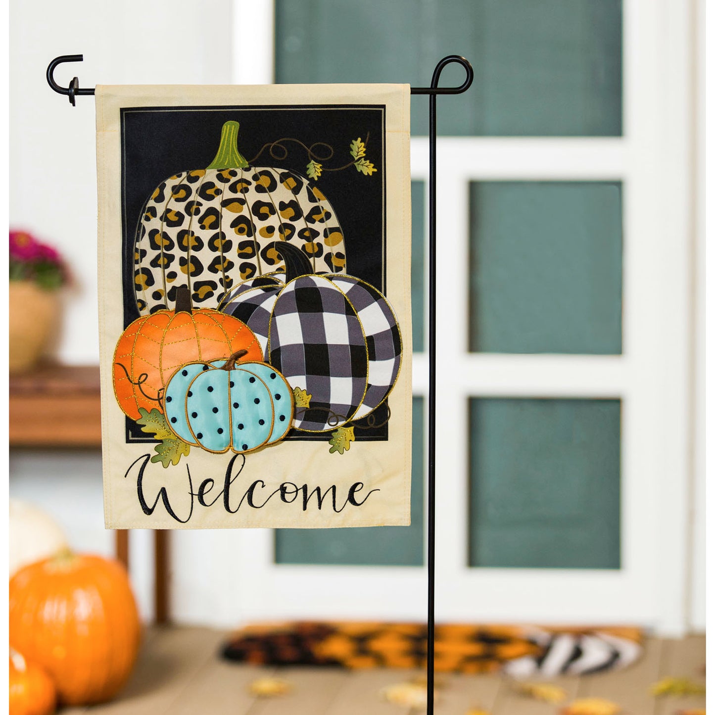 Mixed Print Pumpkins Garden Flag